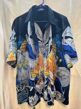 Blue Graphic Dragon Anime Short-Sleeve Shirt